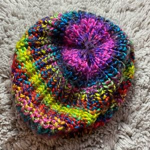 Rainbow knit hippie beanie / tam